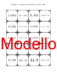 Domino - Divisioni per 10, 100 e 1000 | Attività Matematica