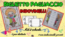 KIT 2 BIGLIETTI PAGLIACCIO con INDOVINELLI