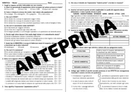 VERIFICA DI GEOGRAFIA SUI SETTORI LAVORATIVI E LA POPOLAZIONE ITALIANA - CLASSE QUARTA - SCUOLA PRIMARIA