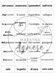 Frasi in scatola, file da stampare per attività di grammatica valenziale