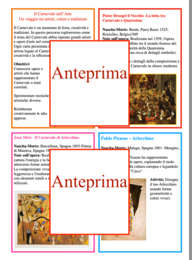Carnevale nell'arte in 10 carte+1; 10 artisti e 10 proposte per la rielaborazione creativa e artistica;classi 2-5