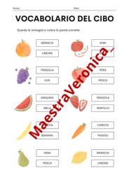 Verifica italiano - Vocabolario del cibo (3 SCHEDE)