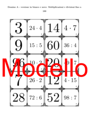 Domino | Moltiplicazioni e divisioni fino a 100 | Attività Matematica