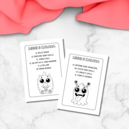 Letture in stampatello maiuscolo - Leggi e colora i mostri