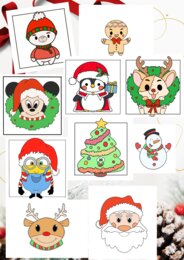 10 Biglietti di Natale + immagini complete da colorare