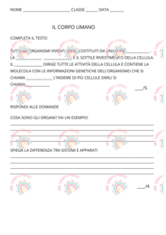 il corpo umano e la cellula prova di verifica