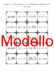 Domino - Moltiplicazioni e divisioni per 10, 100 e 1000 | Attività Matematica