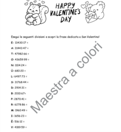 Attività di San Valentino di matematica per una classe quarta/quinta primaria