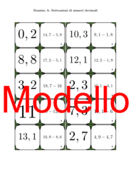 Domino - Sottrazioni di numeri decimali | Attività Matematica