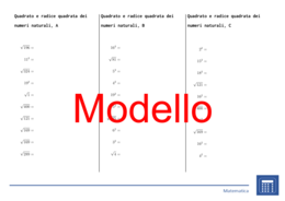 Quadrato e radice quadrata dei numeri naturali | matematica | 26 colonne