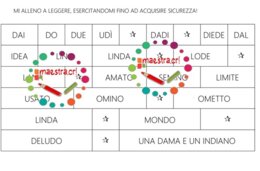 Prime schede di lettura di sillabe e parole (DLMNSTR)