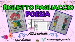 KIT 2 BIGLIETTI PAGLIACCIO con POESIA di Carnevale