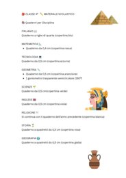 Elenco materiale scolastico classe quarta (PDF gratuito)