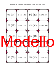 Domino - Divisioni per numero a due cifre con resto | Attività Matematica