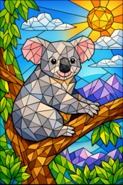 Disegno geometrico gratuito da colorare (low-poly/vetrata/mosaico) – koala da stampare