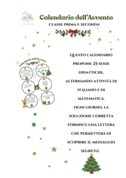 Calendario dell'avvento ita e mat cl 1-2