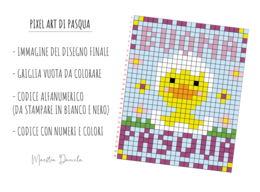 Pixel art di Pasqua con pulcino