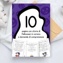Storie in corsivo con domande di comprensione a tema Halloween