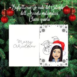 Biglietto di auguri con Calendario dell'Avvento matematico digitale per la quarta Scuola Primaria.