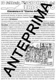 10 FEBBRAIO "GIORNO DEL RICORDO" - GIOVANNA E IL GIORNO DEL RICORDO - SCUOLA PRIMARIA - INTERDISCIPLINARE