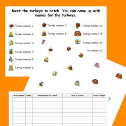 Area & Circumference of a Circle - Catch Thanksgiving Turkeys Math & Art Project