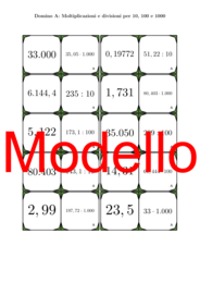 Domino - Moltiplicazioni e divisioni per 10, 100 e 1000 | Attività Matematica
