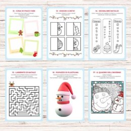 Calendario dell'avvento da stampare con giochi e attività