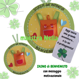 collana zaino benvenuto/bentornato con messaggio motivazionale