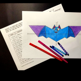 Halloween Math Graphing Linear Equations Bat Slope & Y Intercept