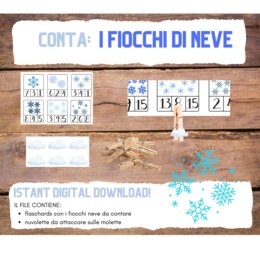 Imparare i numeri giocando_conta i fiocchi di neve con le flashcards!