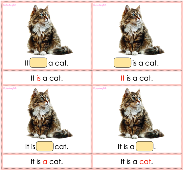 'It is' vs. 'They are' fill-in-the-gap cards with PETS vocab