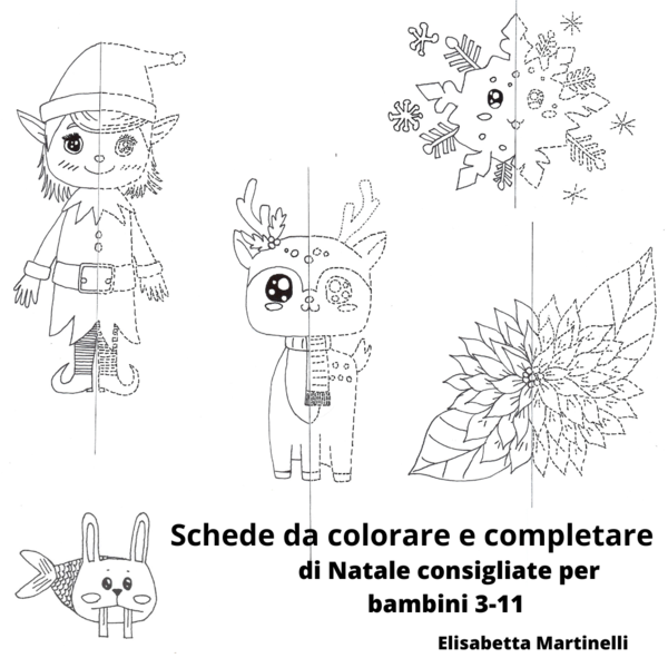 Scheda della renna di Natale da colorare e completare