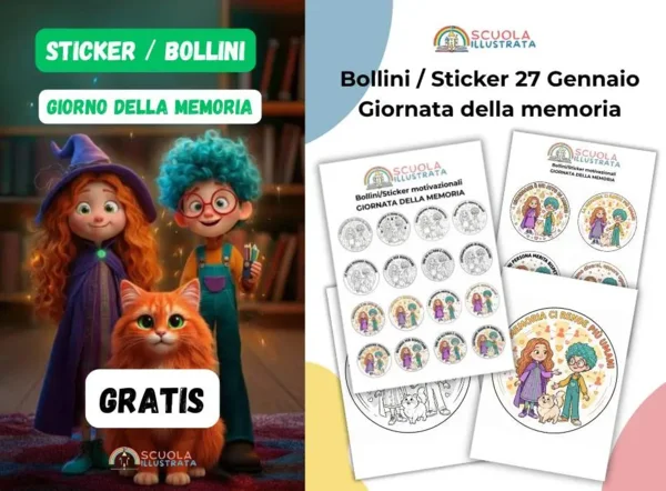 Bollini/Sticker didattici per il Giorno della Memoria - Disegni da colorare
