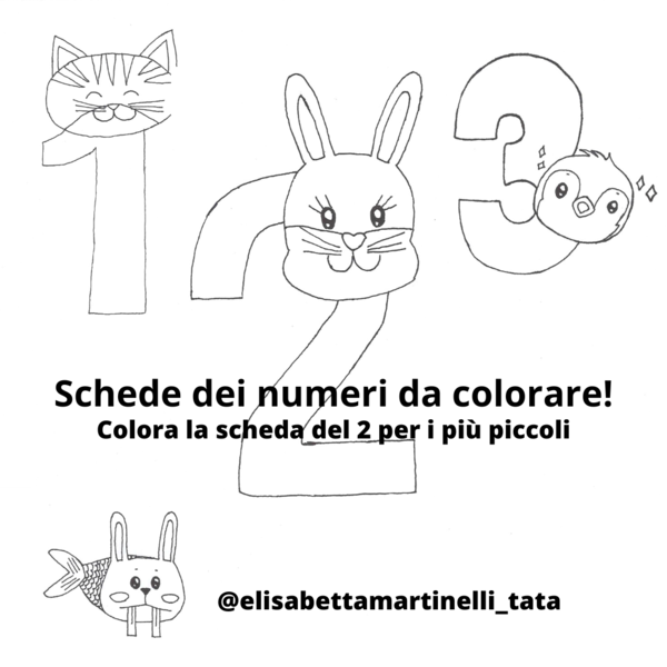Scheda didattica del 2 da colorare