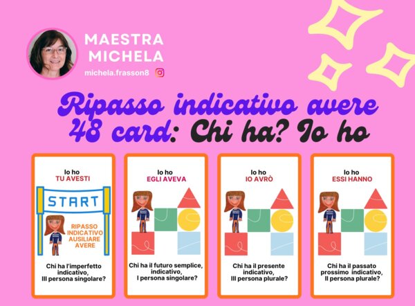 RIPASSO INDICATIVO AUSILIARE AVERE CON LE CARD "CHI HA? IO HO"
