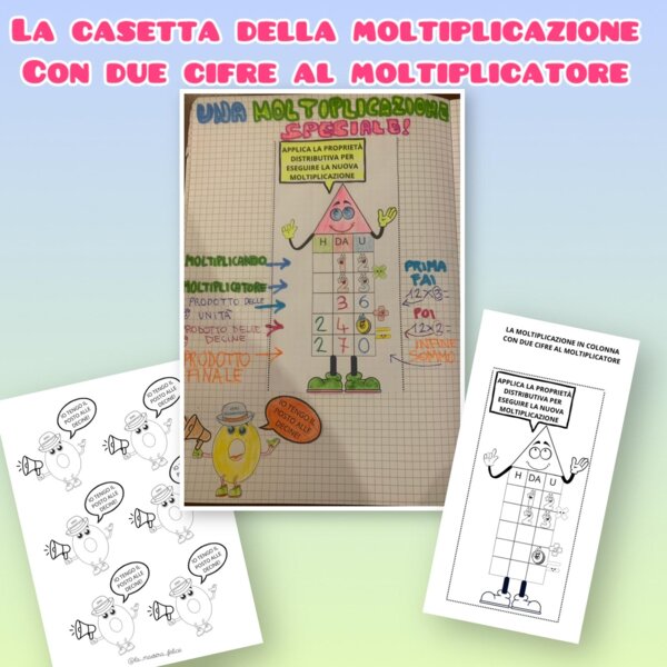 La casetta della moltiplicazione con due cifre al moltiplicatore