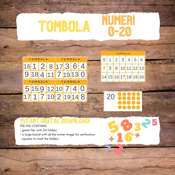 TOMBOLA DEI NUMERI 0-20_ simple numbers bingo 0-20