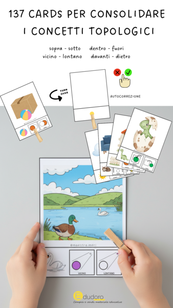 137 Cards autocorrettive - concetti topologici (davanti-dietro, sopra-sotto, vicino-lontano, dentro-fuori)