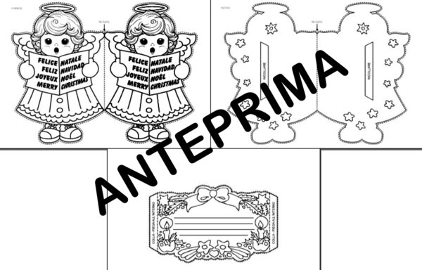 BIGLIETTO DI NATALE PIEGHEVOLE CON POPUP ANGIOLETTI FRONTE E RETRO - SCUOLA PRIMARIA