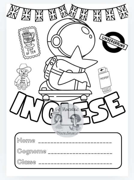 Copertina tema spaziale quaderno di inglese