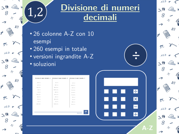 Divisione di numeri decimali | matematica | 26 colonne