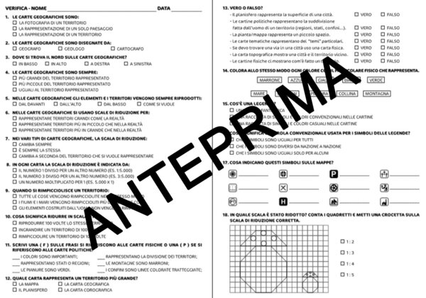 VERIFICA DI GEOGRAFIA: CARTE GEOGRAFICHE, SCALA DI RIDUZIONE, LEGENDA - CLASSE TERZA SCUOLA PRIMARIA