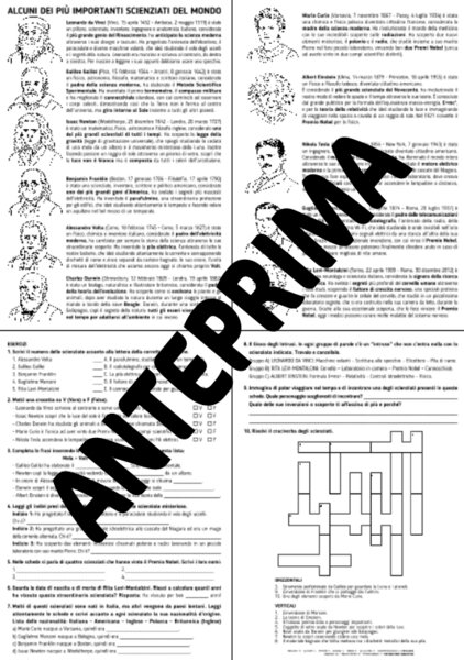 SCIENZE: ALCUNI DEGLI SCIENZIATI PIU' FAMOSI - DALLA CLASSE TERZA - SCUOLA PRIMARIA