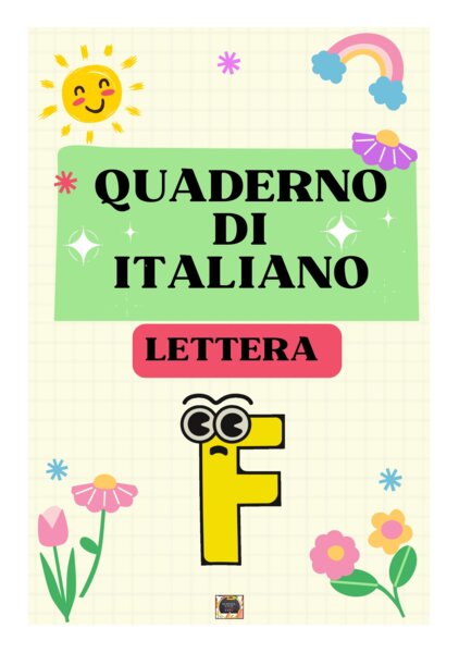 Il Quaderno di Italiano Classe 1° - Lettera F con schede neutre in b/n da completare -