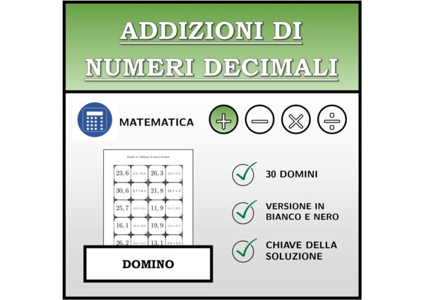 Domino - Addizioni di numeri decimali | Attività Matematica