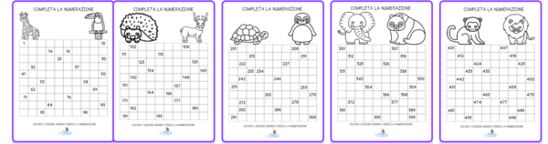 NUMERAZIONI DA 1 A 500