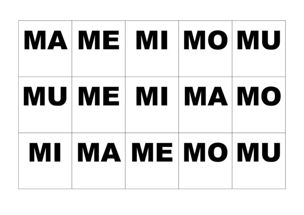 Tombole sillabe con lettere: M-S-P