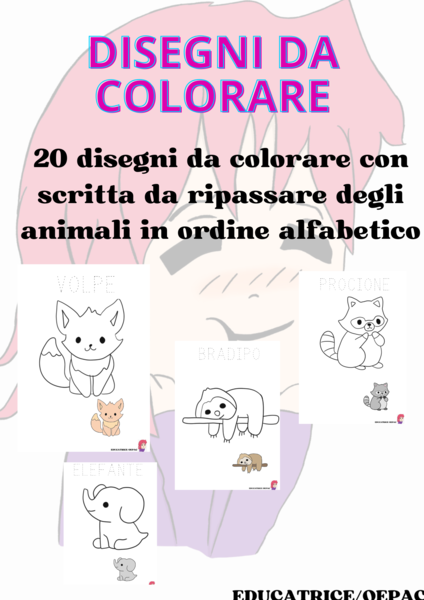 disegni degli animali in ordine alfabetico da colorare
