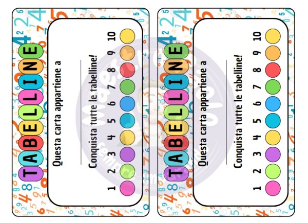 Punch card delle tabelline!