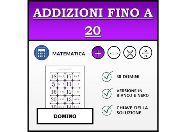 Domino | Addizioni fino a 20 | Attività Matematica | gratuito